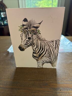 Zebra Illustration Wall Art - Neutral Black & White 6”x7.8”